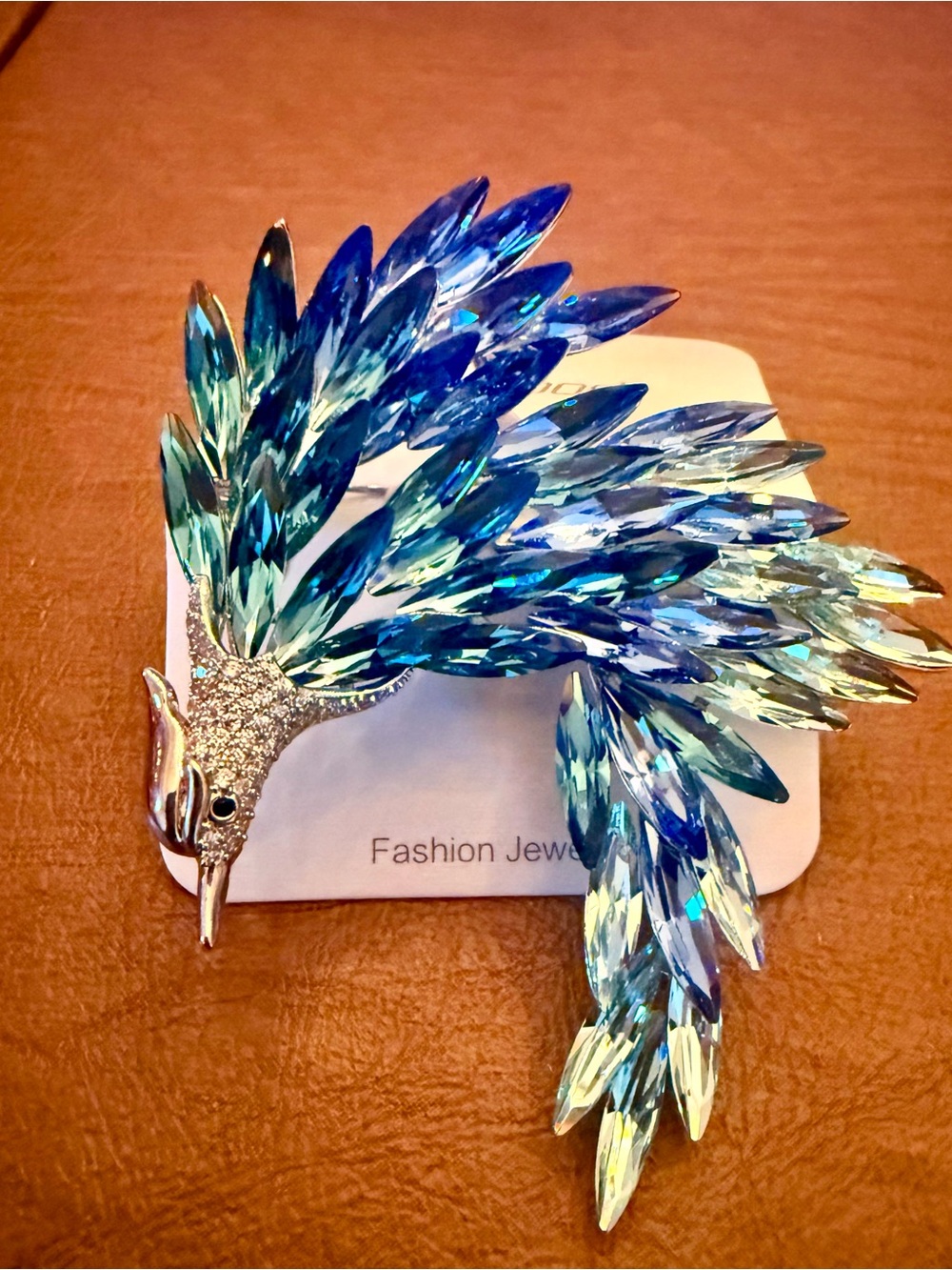 Austrian Crystal bird brooch blue